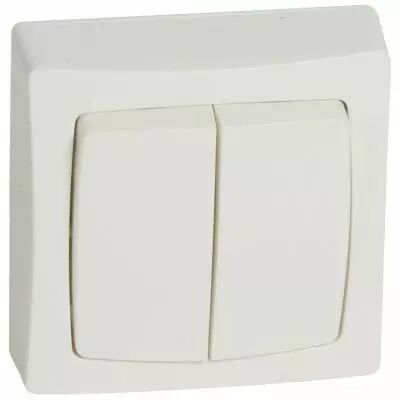 Double va-et-vient appareillage saillie complet - blanc