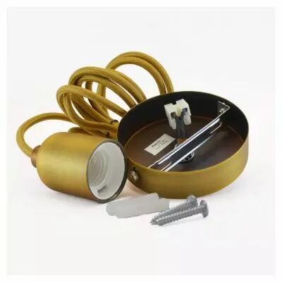 douille e27 metal m006 cylindre rond mat marron bronze + cable 2 m (5013)