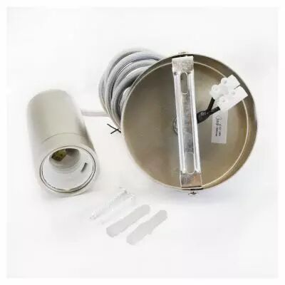 douille e27 metal m009 cylindre mat nickel+ cable 2 m (5030)