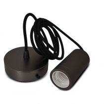 douille e27 metal m009 cylindre mat perle noir + cable 2 m (5029)