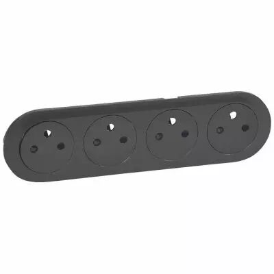 Enjoliveur C�liane - prise 4 x 2P+T Surface pr�cabl�e compacte - graphite