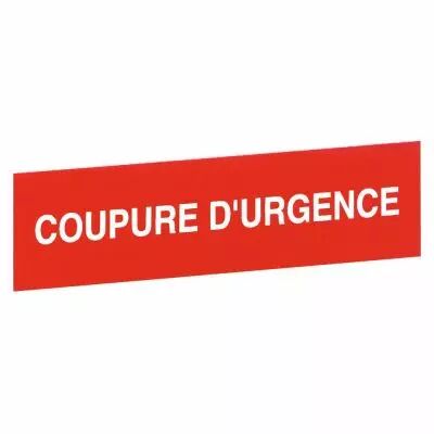 Etiquette autocollante \'\'coupure d\'urgence\'\' - pour coffret \'\'bris de glace\'\' (038094)