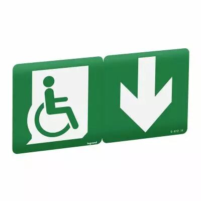 Etiquette de signalisation d\'�vacuation repositionnable et recyclable pour personne � mobilit� r�duite (061214)