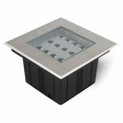 etna carre spot encastrable sol 12w 3000k ip67 inox 304 (7065)
