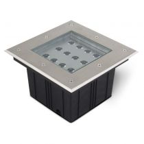 etna carre spot encastrable sol 12w 3000k ip67 inox 316l (70651)