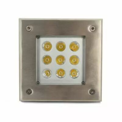etna carre spot encastrable sol 9w 3000k ip67 inox 316l (70642)