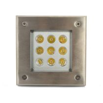 etna carre spot encastrable sol 9w 4000k ip67 inox 316l (70640)