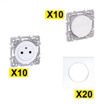 Eurohm Square Lot de 10 prises et 10 va et vient + 20 plaques simples blanches  (packsquare))