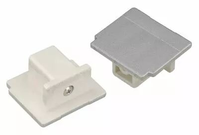 EUTRAC�, embouts, pour rail 3 allumages en saillie, int�rieur, gris argent, 2 pi�ces (145594)