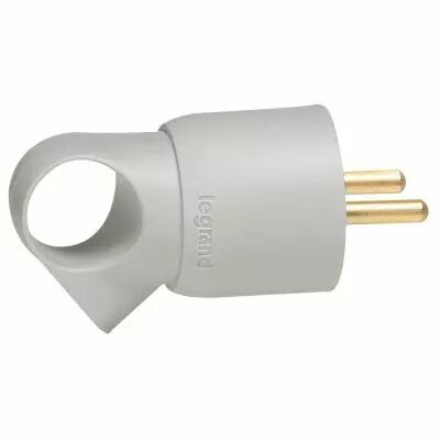 Fiche 2P+T - 16 A - plastique - anneaux - gris (050424)