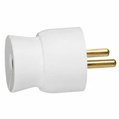 Fiche 2P+T - 16 A - plastique - sortie droite - blanc (050415)