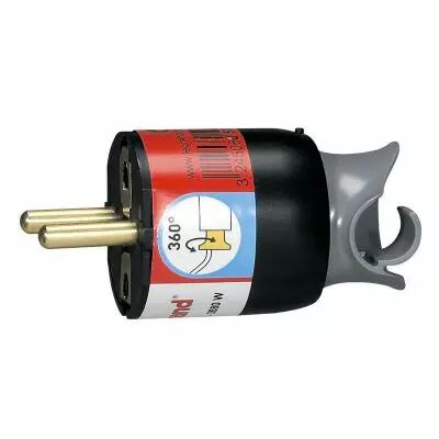 Fiche plastique 2P+T 16A � orientation du c�ble 360� - noir (050173)