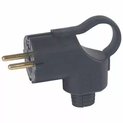 Fiche std german - 2P+T - 16 A - caout - sortie lat - c�ble �2,5 mm�- noir (050252)