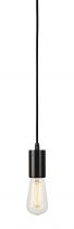 FITU, suspension intérieure, hauteur 9,1 cm, noir, E27, 60W max, câble nu sans patère de 5m (132690)