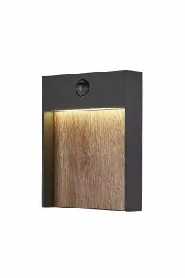 FLATT SENSOR, applique ext�rieure, anthracite/imitation bois, LED, 16W, 3000K/4000K, IP54, d�tecteur de mouvements (1002955)