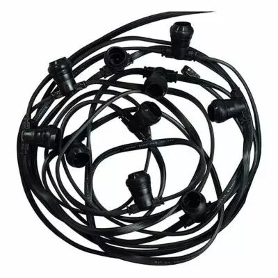 guirlande foraine cable plat noir 10m 20 douilles b22 (51022)