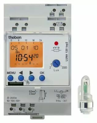 INTER CREPUSCULAIRE DIGITAL PROG 7J 2 A 2000 LUX DUOFIX CELLULE SAILLIE1NO+1NF 16A (1200100)