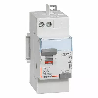 Inter diff DX�-ID - vis/auto - 2P - 230V~ - 63A - type AC -30mA-d�part haut- 2 M (411650)