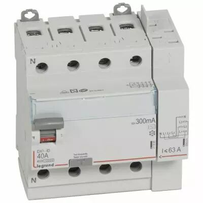 Inter diff DX�-ID - vis/auto - 4P - 400V~ - 40A -type AC- 300mA -d�part haut- 5M (411654)