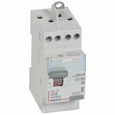 Inter diff DX�-ID - vis/vis - 2P - 230V~ - 40A -type Hpi - 30mA -d�part haut- 2M (411623)
