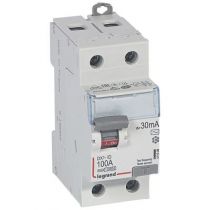 Inter diff DX³-ID - vis/vis - 2P- 230V~-100A - type AC - 30mA - départ bas - 2M (411508)