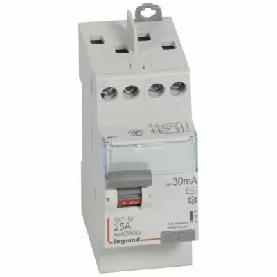 Inter diff DX�-ID - vis/vis - 2P- 230V~-25 A - type AC - 30mA - d�part haut - 2M (411610)