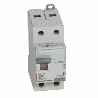 Inter diff DX�-ID - vis/vis - 2P- 230V~-25A - type A - 30mA - d�part bas - 2M (411554)