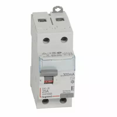 Inter diff DX�-ID - vis/vis - 2P- 230V~-25A - type AC - 300mA - d�part bas - 2M (411524)
