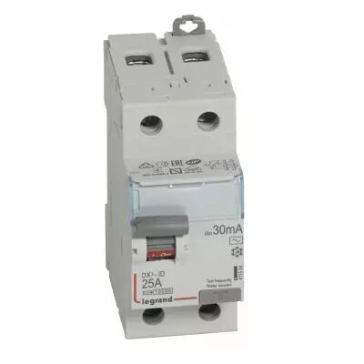 Inter diff DX�-ID - vis/vis - 2P- 230V~-25A - type AC - 30mA - d�part bas - 2M (411504)