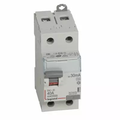 Inter diff DX�-ID - vis/vis - 2P- 230V~-40A - type A - 30mA - d�part bas - 2M (411555)