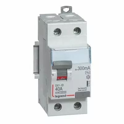 Inter diff DX�-ID - vis/vis - 2P- 230V~-40A - type AC - 300mA - d�part bas - 2M (411525)
