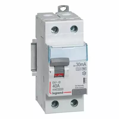 Inter diff DX�-ID - vis/vis - 2P- 230V~-40A - type Hpi - 30mA - d�part bas - 2M (411591)