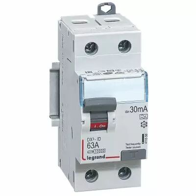 Inter diff DX�-ID - vis/vis - 2P- 230V~-63A - type A - 30mA - d�part bas - 2M (411556)