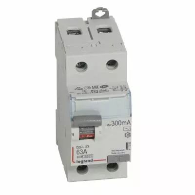 Inter diff DX�-ID - vis/vis - 2P- 230V~-63A - type AC - 300mA - d�part bas - 2M (411526)