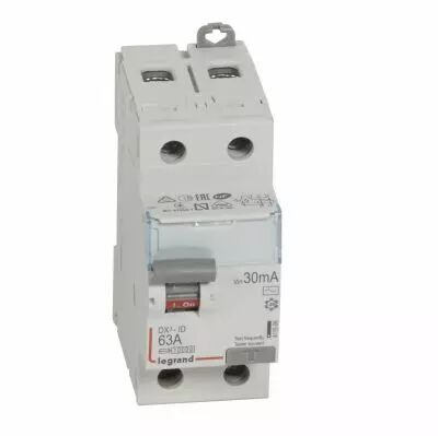 Inter diff DX�-ID - vis/vis - 2P- 230V~-63A - type AC - 30mA - d�part bas - 2M (411506)