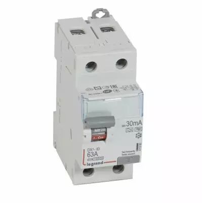 Inter diff DX�-ID - vis/vis - 2P- 230V~-63A - type Hpi - 30mA - d�part bas - 2M (411592)