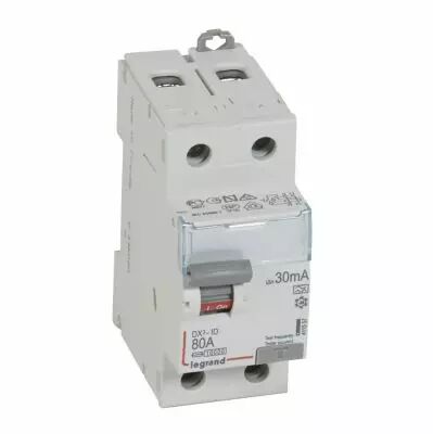 Inter diff DX�-ID - vis/vis - 2P- 230V~-80A - type A - 30mA - d�part bas - 2M (411557)