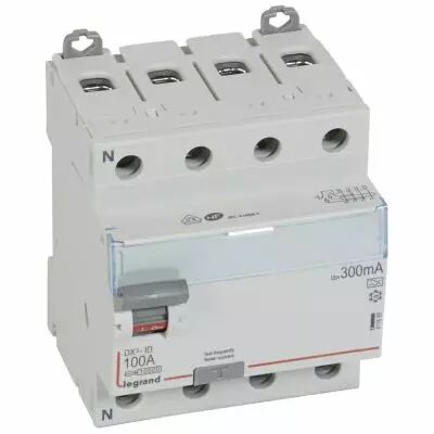 Inter diff DX�-ID - vis/vis - 4P- 400V~- 100A - type A - 300mA - d�part bas - 4M (411688)