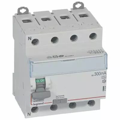 Inter diff DX�-ID - vis/vis - 4P- 400V~- 25A - type A - 300mA - d�part bas - 4M (411684)