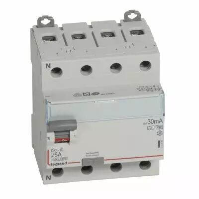 Inter diff DX�-ID - vis/vis - 4P- 400V~- 25A - type Hpi- 30mA - d�part bas - 4M (411694)