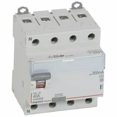 Inter diff DX�-ID - vis/vis - 4P- 400V~- 40A - type A - 300mA - d�part bas - 4M (411685)