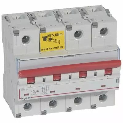 Inter-sectionneur de t�te DX�-IS -vis/vis- � d�clenchement- 4P -400 V~- 100A -6M (406546)