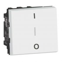 Interrupteur bipolaire avec borne pour repiquage neutre 16AX 250V~ Mosaic 2 modules - blanc (077050L)