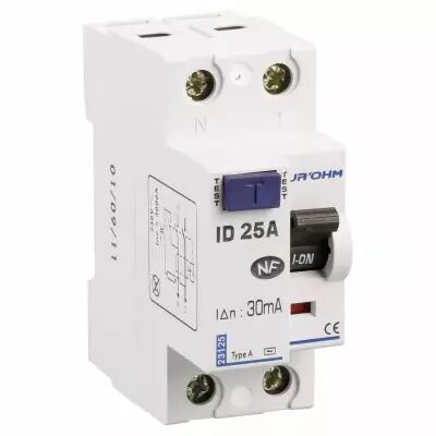 Interrupteur diff�rentiel  25A 1P+N 30mA connexion haut/bas Classe A (23125)