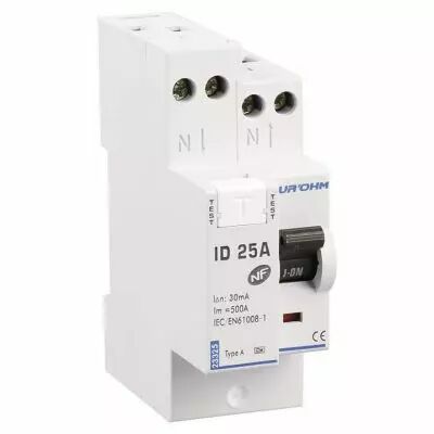 Interrupteur diff�rentiel  25A 1P+N 30mA connexion haut/haut Classe A (23325)