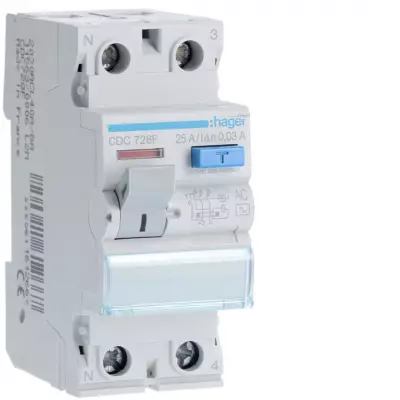 Interrupteur diff�rentiel 2P 25A 30mA type AC (CDC728F)
