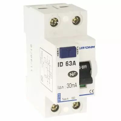 Interrupteur diff�rentiel 63A 1P+N 30mA connexion haut/bas Classe A (23163)
