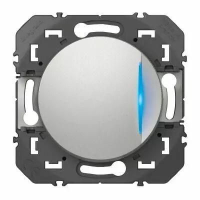 Interrupteur ou va-et-vient avec voyant t�moin dooxie 10AX 250V~ finition alu (600109)