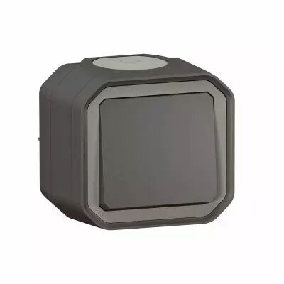 Interrupteur ou va-et-vient �tanche Plexo 10AX 250V~ IP55 IK08 livr� complet pour fixation saillie - anthracite (069761L)