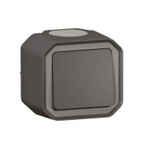 Interrupteur ou va-et-vient étanche Plexo 10AX 250V~ IP55 IK08 livré complet pour fixation saillie - anthracite (069761L)